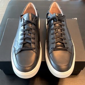 Vince Leonard Black Leather Sneakers